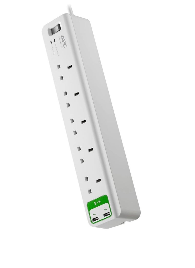 APC APC Essential Surge Arrest 5 Outlets with 5V 2.4 A 2 Port USB Charger 230 V UK  - Image 1
