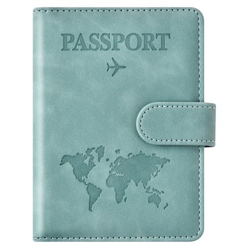 Eoehro Passport Holder for Travel Essentials, Passport Wallet Cover Case for Travel Must Haves Accessories,Passport Book Holders for Women and Men(light blue) - Image 1