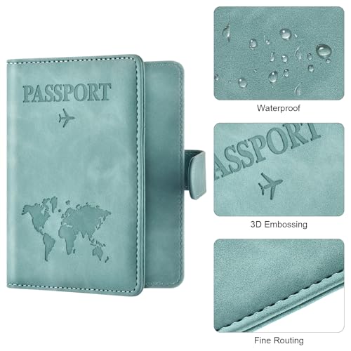 Eoehro Passport Holder for Travel Essentials, Passport Wallet Cover Case for Travel Must Haves Accessories,Passport Book Holders for Women and Men(light blue) - Image 5