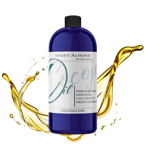 cocojojo Sweet Almond Oil Face Skin Hair Cold Pressed 32 oz Natural Pure Massage Antioxidant Extra Virgin Unrefined