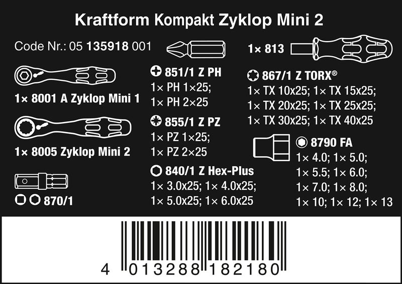 Wera - 5135918001 Kraftform Kompakt Zyklop Mini, Set of 27 - Image 2