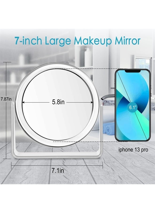 MKUMIR - 1x/7x Magnifying Makeup Mirror for Desk Double Sided 360°Rotation Desk Mirror,Portable Table Small Standing Mirror for Cosmetic Travel Mirrors - Image 1