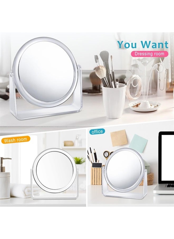 MKUMIR - 1x/7x Magnifying Makeup Mirror for Desk Double Sided 360°Rotation Desk Mirror,Portable Table Small Standing Mirror for Cosmetic Travel Mirrors - Image 1