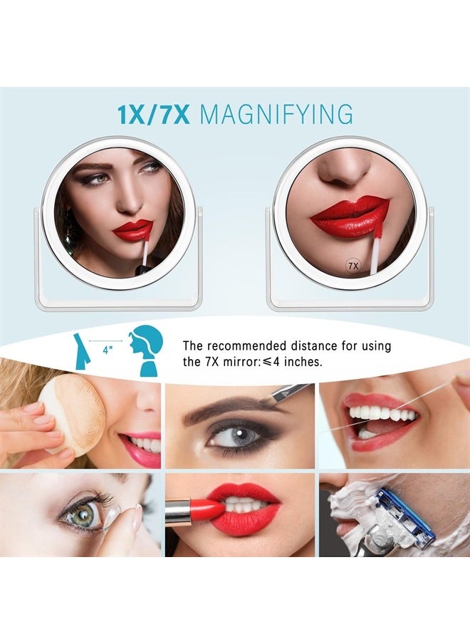 MKUMIR - 1x/7x Magnifying Makeup Mirror for Desk Double Sided 360°Rotation Desk Mirror,Portable Table Small Standing Mirror for Cosmetic Travel Mirrors - Image 1