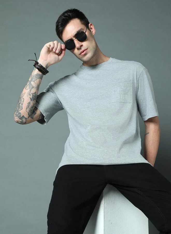 HIGH STAR Plain Pocket Detail Relaxed Fit T-Shirt by Styli