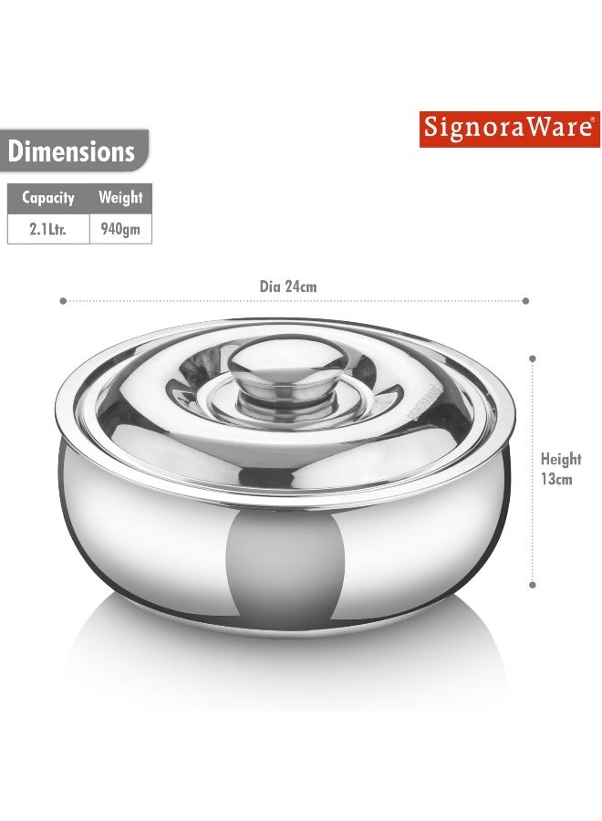 Signoraware Casserole Serving Bowl Container with Coaster, Insulated Stainless Steel - Image 3