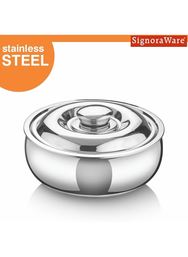 Signoraware Casserole Serving Bowl Container with Coaster, Insulated Stainless Steel - Image 4