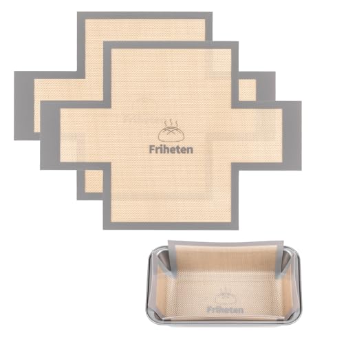 Friheten Reusable Silicone Bread Loaf Pan Liners, Nonstick and Reusable Bread pan Mat. 2 pack Silicone baking mat for 9.5 x 5 inch Loaf Pan - Image 1