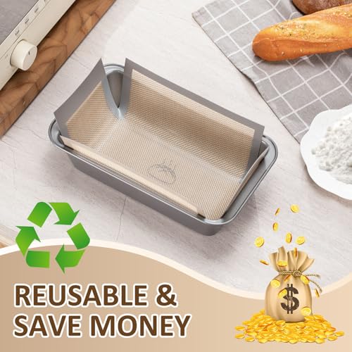 Friheten Reusable Silicone Bread Loaf Pan Liners, Nonstick and Reusable Bread pan Mat. 2 pack Silicone baking mat for 9.5 x 5 inch Loaf Pan - Image 2