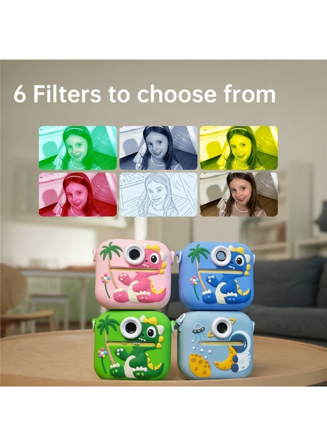 Generic Portable Kids Instant Print Camera for Boys & Girls , 2.4" Screen, 1080p Video, Games, MP3, Voice Control, Type-C Charging , Includes 3 Photo Paper Rolls, Color Pens, Lanyard & Cute Stickers , Fun & Educational Toy  - Image 4