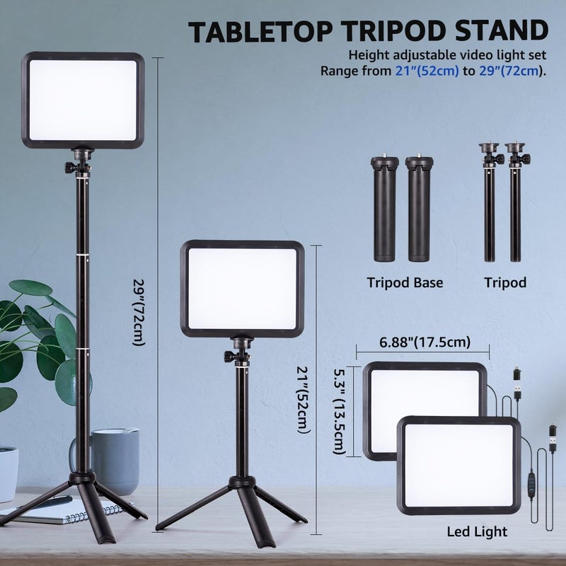 NiceVeedi LED Photography Lighting Kit, 2-Pack 8â€ Portable Video Light with 29" Adjustable Tripod Stand, 2800K-6500K Dimmable Softlight Studio Light for Zoom, Game Streaming, YouTube - Image 3