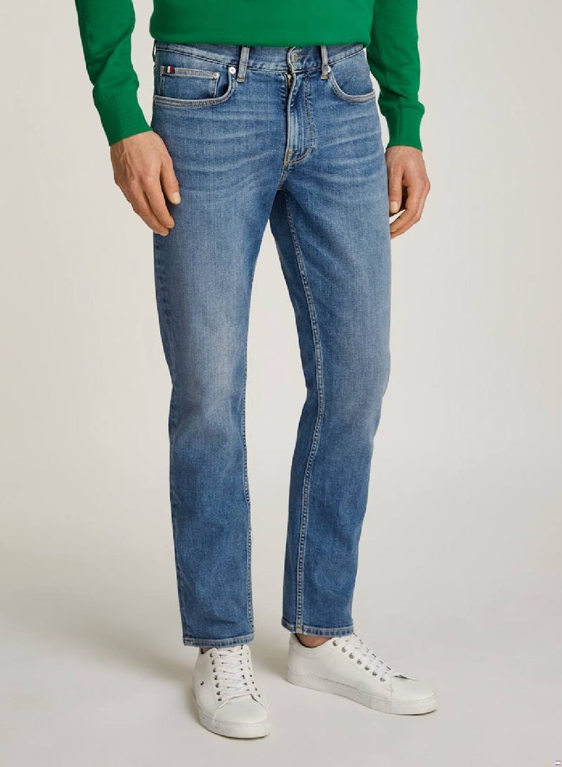 TOMMY HILFIGER Denton Faded Straight Leg Jeans - Image 1