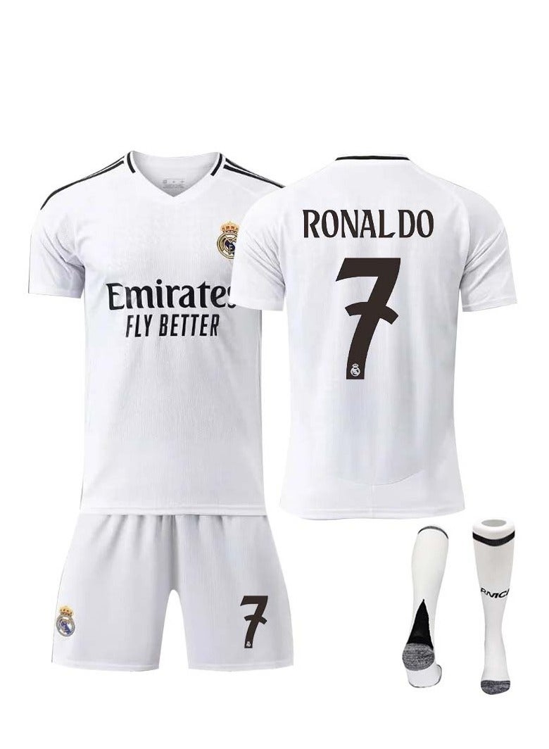 Real Madrid 24-25 Home Football Kits RONALDO #7 Fans Football Jersey/Shorts Socks Gift Set Youth Sizes and Adult - Image 1