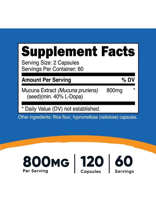 Nutricost Mucuna Pruriens 400mg, 120 Capsules - 800mg Per Serving, Veggie Caps, from Mucuna Pruriens Seed - Image 2