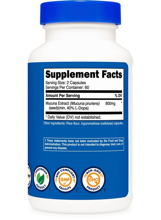 Nutricost Mucuna Pruriens 400mg, 120 Capsules - 800mg Per Serving, Veggie Caps, from Mucuna Pruriens Seed - Image 4