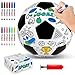 OKWUYiK Size 4 Color Your Own Soccer Ball Black DIY Custom Craft Kit with Pump 12 Markers Personalized Youth Toddler Training Paint Your Own Toy Creative Gift for Kids Black Soccer Ball 4 - Image 2