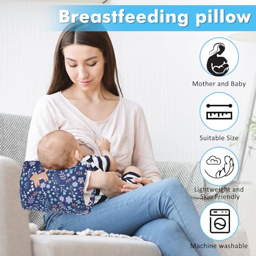 TEUOPIOE Baby Feeding Arm Pillow,Soft Cotton Bottle Nursing Arm Pillows for Newborn,Breastfeeding Pillows for More Support for Mom and Baby,Portable and Washable,Ergonomic Nursing Essentials(Blue Forest) - Image 2