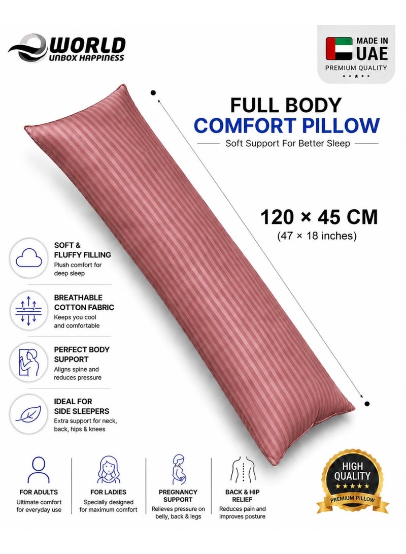 Eworld Premium Full Body Pillow for Adults, Ultra-Smooth Polyester Fiber, Breathable & Ideal for Side Sleepers, with Ultra-Soft Cotton Cover, Available in Multiple Colors, 120x45 cm - Image 1