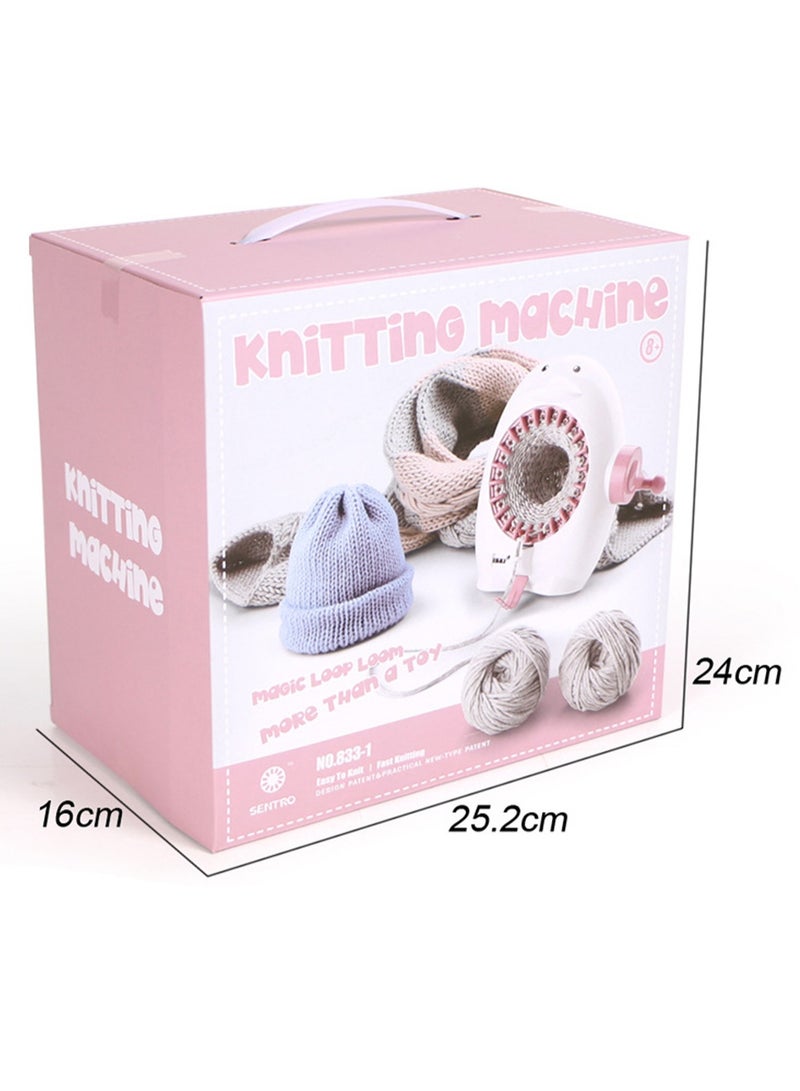 White And Small Children'S Hand-Cranked Knitting Machine, Diy Creative Wool Hat Scarf Socks Rotary Double-Layer Knitting Machine Kit, Suitable For Adults And Children - Image 3
