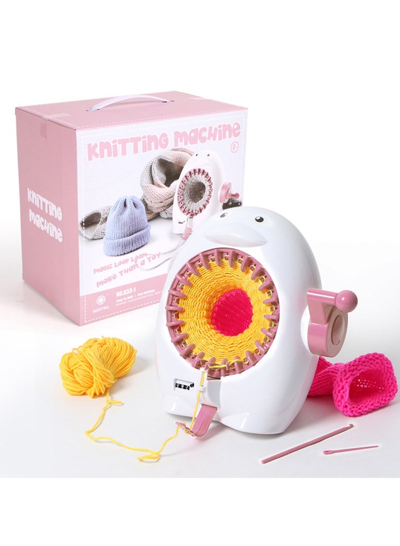 White And Small Children'S Hand-Cranked Knitting Machine, Diy Creative Wool Hat Scarf Socks Rotary Double-Layer Knitting Machine Kit, Suitable For Adults And Children - Image 1
