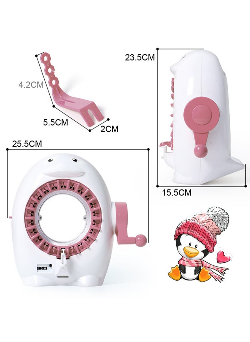 White And Small Children'S Hand-Cranked Knitting Machine, Diy Creative Wool Hat Scarf Socks Rotary Double-Layer Knitting Machine Kit, Suitable For Adults And Children - Image 2