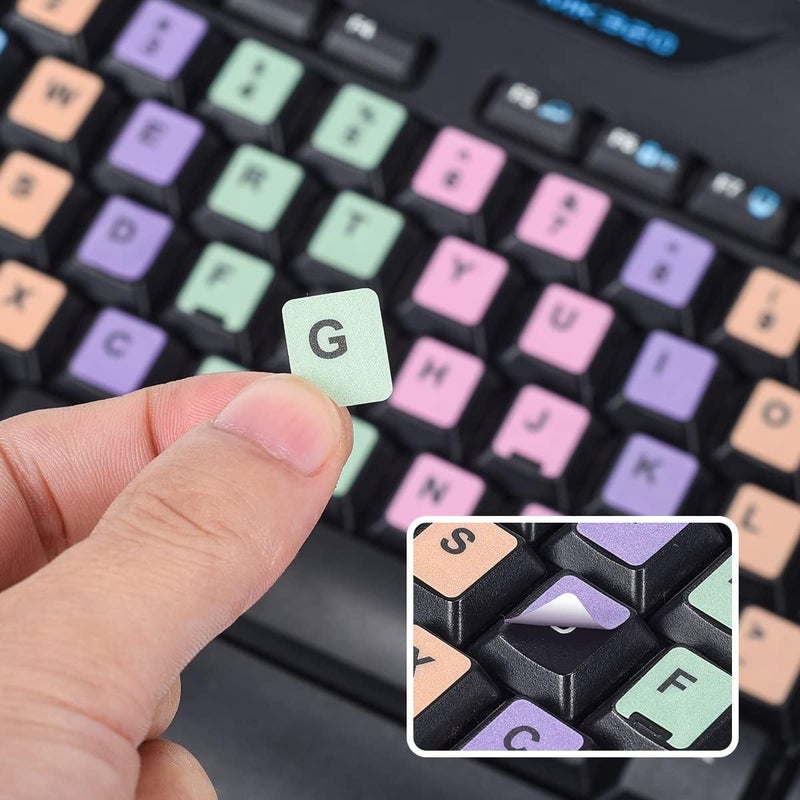 iKammo 2 Pcs English Keyboard Replacement Letter Stickers Universal Computer Colorful Rainbow Lettering NonTransparent EnglishRainbow - Image 3