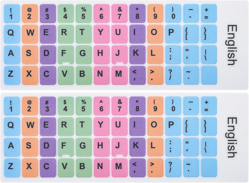 iKammo 2 Pcs English Keyboard Replacement Letter Stickers Universal Computer Colorful Rainbow Lettering NonTransparent EnglishRainbow - Image 1