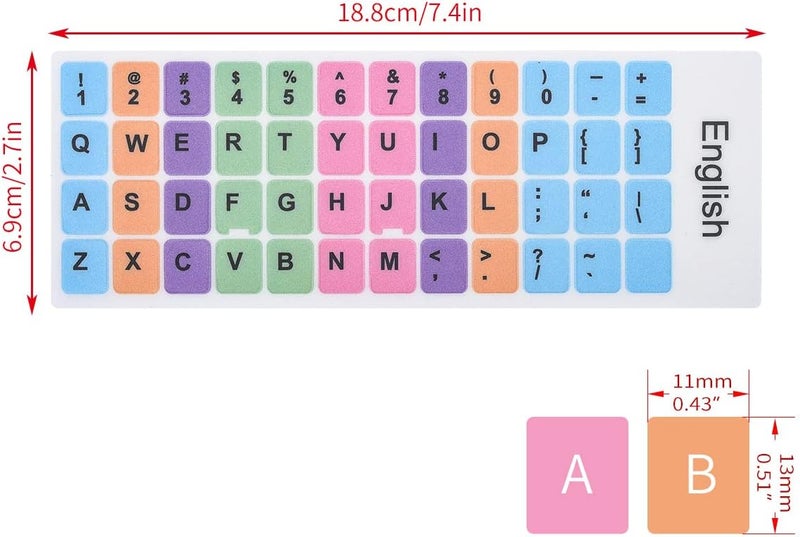 iKammo 2 Pcs English Keyboard Replacement Letter Stickers Universal Computer Colorful Rainbow Lettering NonTransparent EnglishRainbow - Image 4