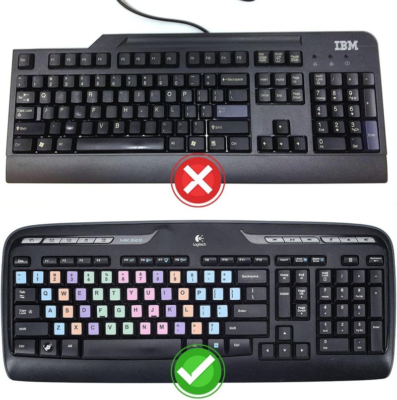 iKammo 2 Pcs English Keyboard Replacement Letter Stickers Universal Computer Colorful Rainbow Lettering NonTransparent EnglishRainbow - Image 2