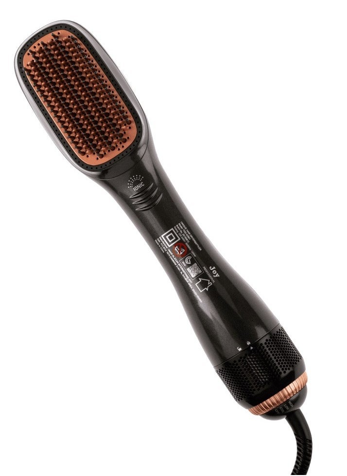 Joy Care 2-in-1 Ceramic Ionic Hair Dryer and Styler – Hot Air Brush With Dual Function for Drying and Straightening, Anti-Frizz Ionic Technology, Ceramic-Coated Barrel, Multiple Heat Settings, Lightweight Ergonomic Design for All Hair Types – Black/Beige - Image 2