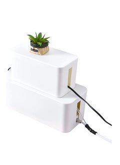 SYOSI Cable Management Organizer Box Tidy Box to Cover Hide Electric Wire Cord Power Strip and Extension Lead Small  Large Storage for Desk Bedside Table Bathroom Set of 2