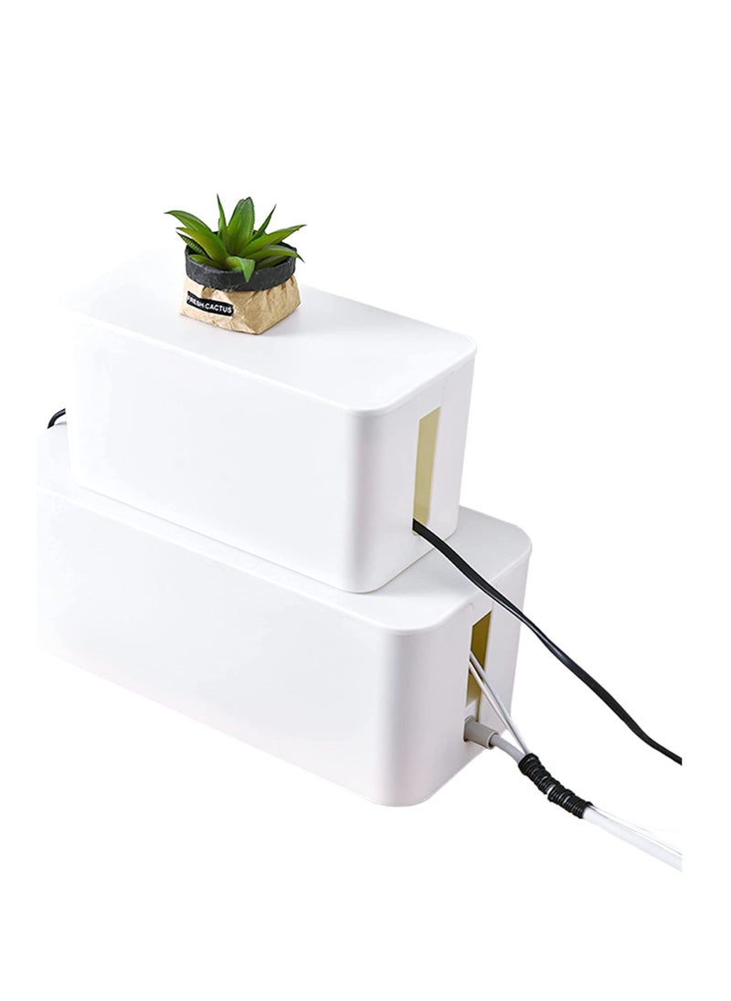 SYOSI - SYOSI Cable Management Organizer Box Tidy Box to Cover Hide Electric Wire Cord Power Strip and Extension Lead Small  Large Storage for Desk Bedside Table Bathroom Set of 2 - Image 1