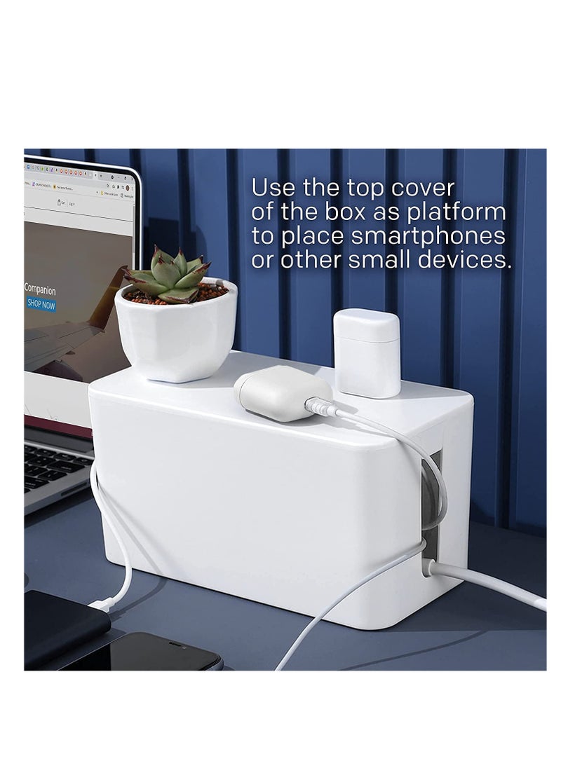 SYOSI - SYOSI Cable Management Organizer Box Tidy Box to Cover Hide Electric Wire Cord Power Strip and Extension Lead Small  Large Storage for Desk Bedside Table Bathroom Set of 2 - Image 1