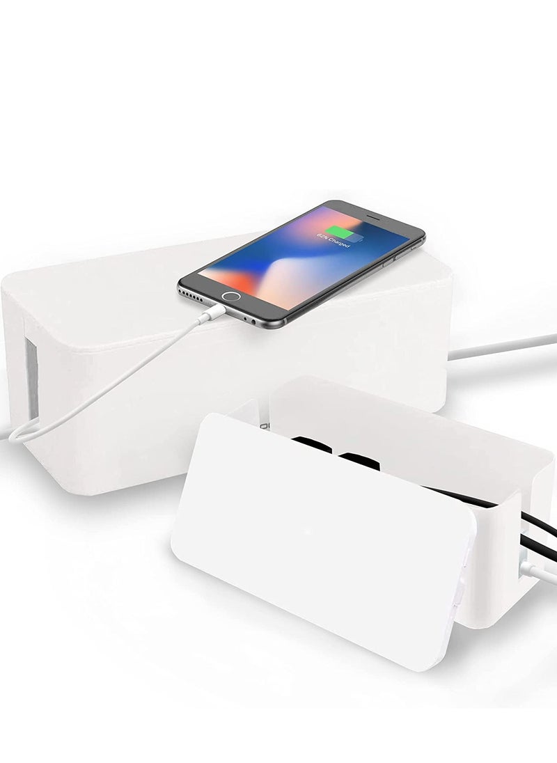 SYOSI - SYOSI Cable Management Organizer Box Tidy Box to Cover Hide Electric Wire Cord Power Strip and Extension Lead Small  Large Storage for Desk Bedside Table Bathroom Set of 2 - Image 1