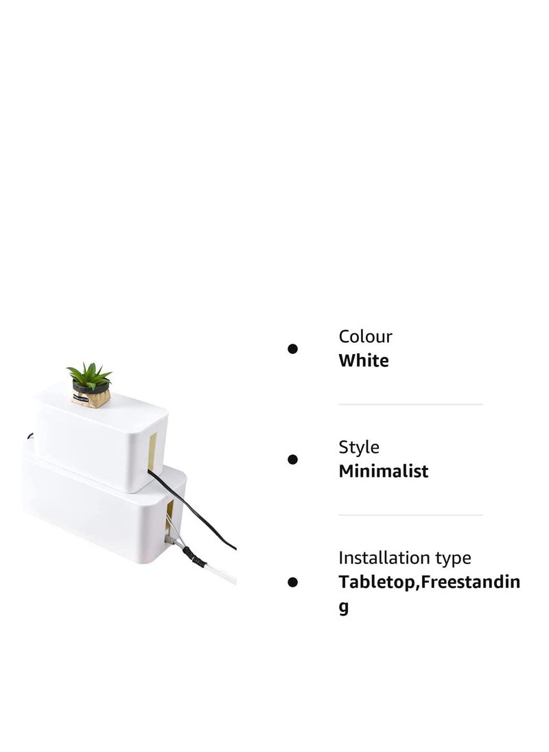 SYOSI - SYOSI Cable Management Organizer Box Tidy Box to Cover Hide Electric Wire Cord Power Strip and Extension Lead Small  Large Storage for Desk Bedside Table Bathroom Set of 2 - Image 1