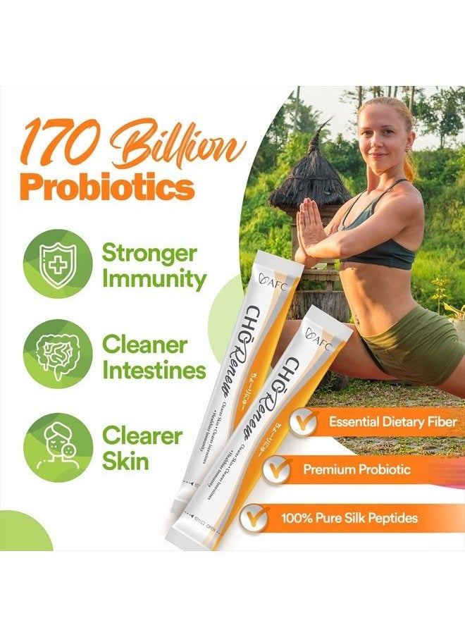 Afc - Japan Cho Renew -170 Billions Patented Probiotics, 3X More Effective, with Silk Peptide & Fiber, for Clearer Skin, Stomach Acid Resistant, No Need for Refrigeration, 15 sachets - Image 1