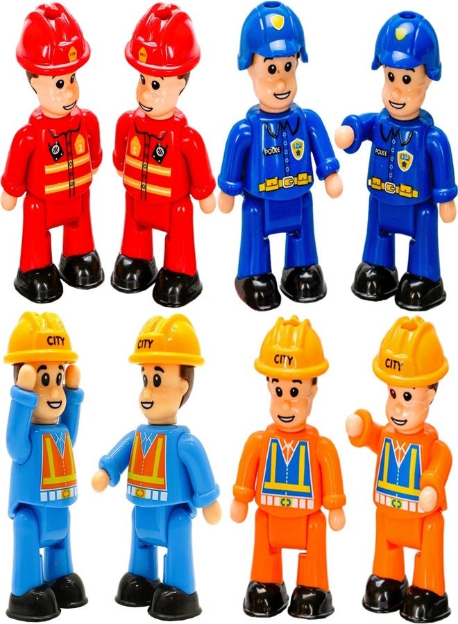 FUNERICA 8-Set Bendable Play People Figures for Kids - Firefighters, Police Officers, Construction Workers, Sanitation and Community Helpers Figurines - Image 1