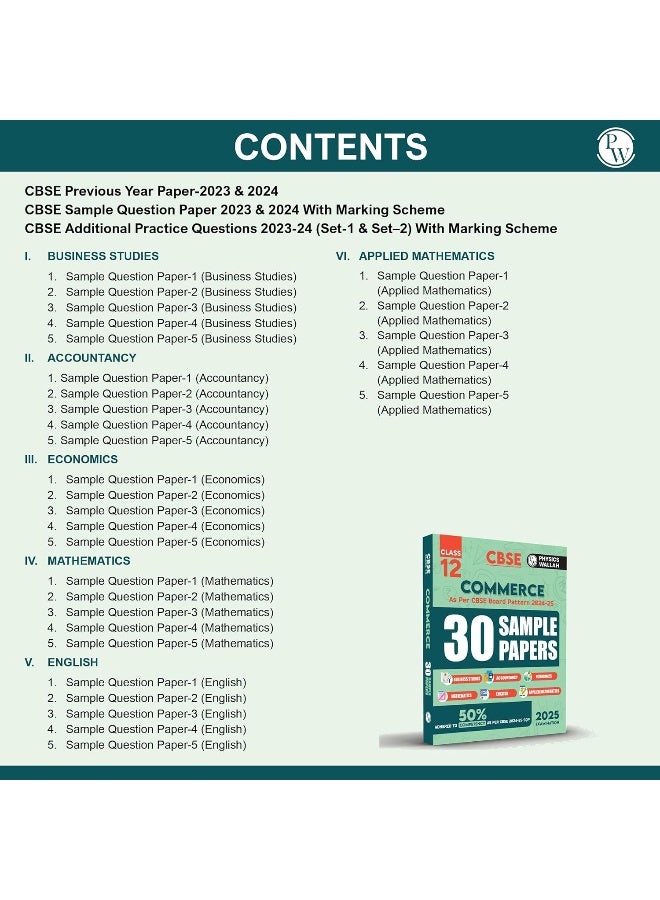 PW CBSE Class 12 Commerce Stream Combined 30 Sample Papers For 2024-2025 Board Exams l Business Studies, Accountancy, Economics, Mathematics, English, Applied Maths  - Image 5