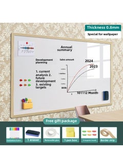 Magnetic Whiteboard Stickers Drawing Board Office Meeting Erasable Wall Stickers Home Teaching Graffiti Small Blackboard Does Not Hurt The Wall-Color:Office Whiteboard [special For Wallpaper] Does Not Damage The Wall - Wood Grain Frame-Specifications:50x60cm [with Office Gift Package]