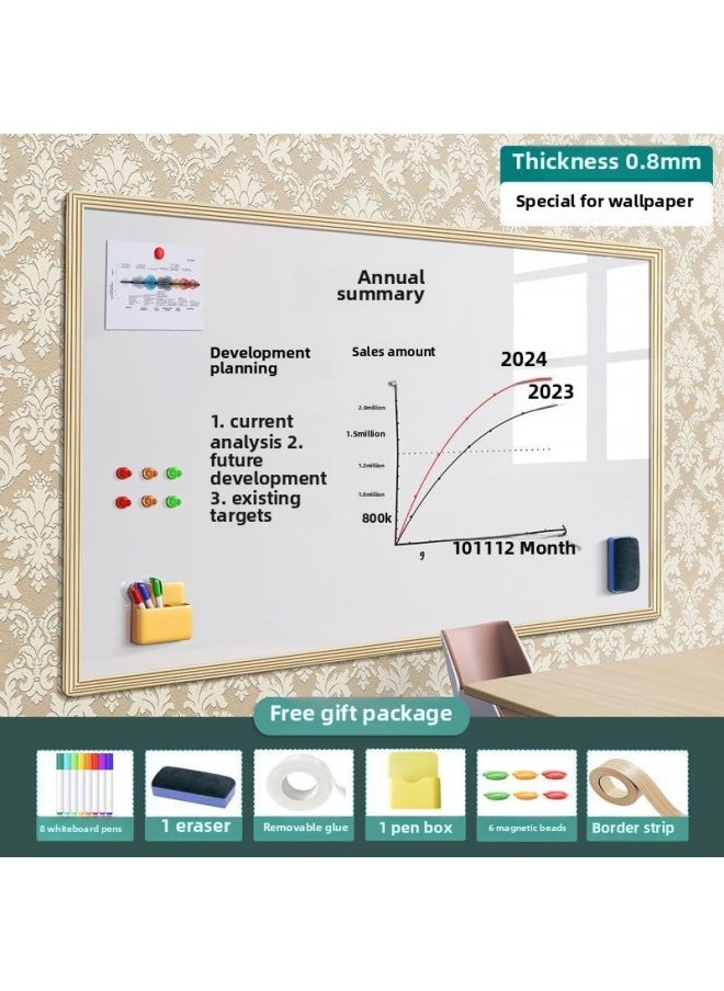 null - Magnetic Whiteboard Stickers Drawing Board Office Meeting Erasable Wall Stickers Home Teaching Graffiti Small Blackboard Does Not Hurt The Wall-Color:Office Whiteboard [special For Wallpaper] Does Not Damage The Wall - Wood Grain Frame-Specifications:50x60cm [with Office Gift Package] - Image 1