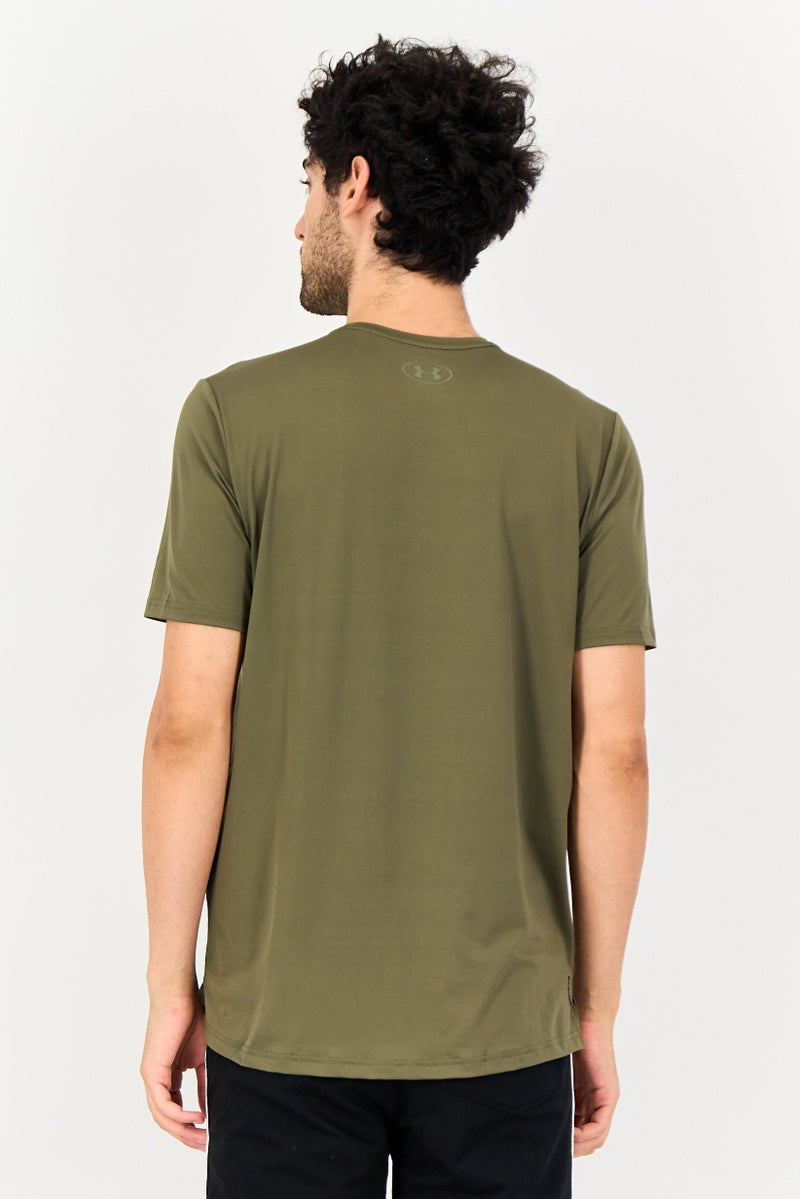 UNDER ARMOUR Men Loose Fit Short Sleeve Running T-Shirt, Dark Olive - Image 2