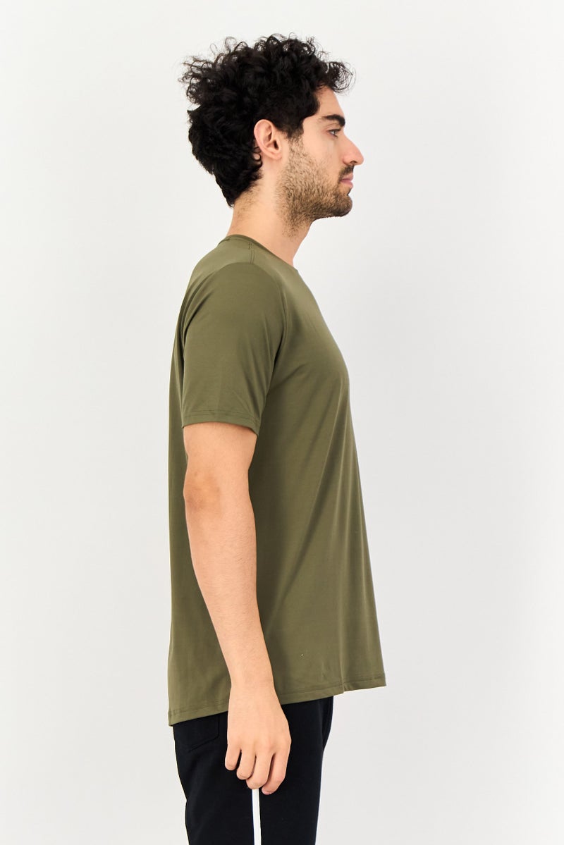 UNDER ARMOUR Men Loose Fit Short Sleeve Running T-Shirt, Dark Olive - Image 3