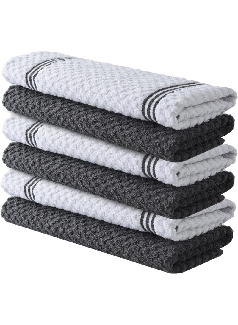 Premium Kitchen Towels – Pack of 6, 100% Cotton 40cm x 70cm Absorbent Dish Towels - 425 GSM Tea Towel, Kitchen Dishcloth Towels- Grey Dish Cloth for Household Cleaning - Image 1