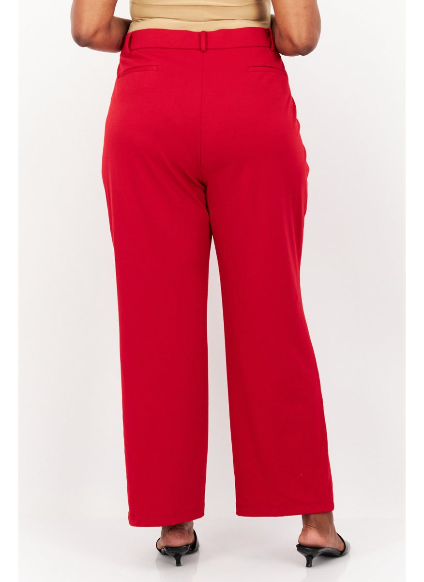 Women Plus Size Faux Fly Pull On Wide Leg Pants, Fire Red - pzsku/Z340D6D022E4D2F1BE75CZ/45/_/1737642872/dc0ed94d-d3e8-4c54-a426-2bd5dc337e53