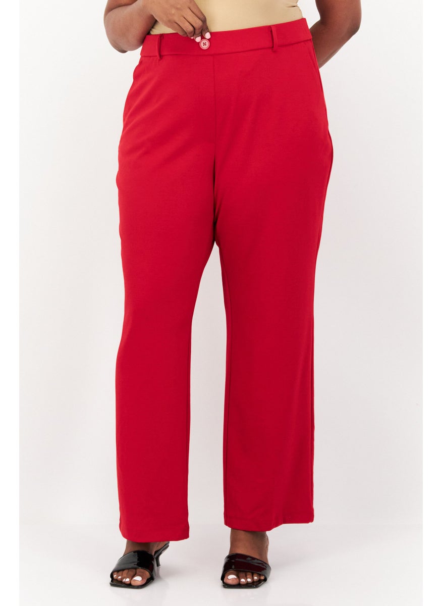 Women Plus Size Faux Fly Pull On Wide Leg Pants, Fire Red - pzsku/Z340D6D022E4D2F1BE75CZ/45/_/1737642975/07181c90-4eaf-4a5d-9078-61d8c28764b3