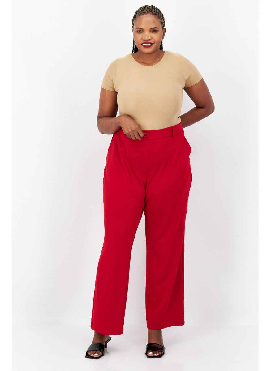 Women Plus Size Faux Fly Pull On Wide Leg Pants, Fire Red - pzsku/Z340D6D022E4D2F1BE75CZ/45/_/1737642986/39b8dbcc-2739-4da5-9109-154a4a61619f