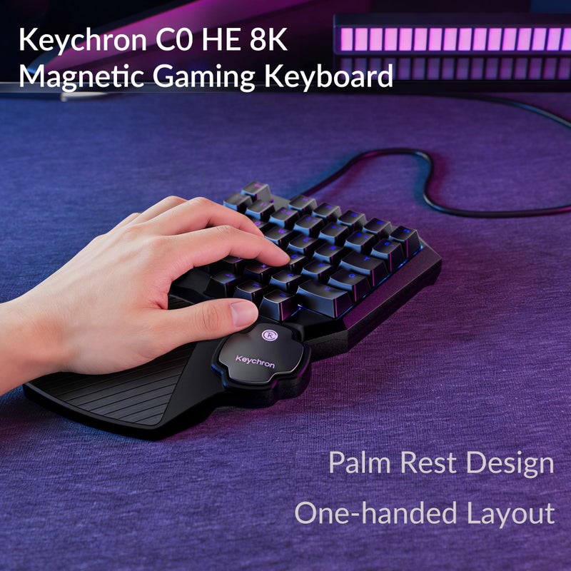 Keychron كيبورد الألعاب السلكي بيد واحدة Keychron C0 HE 8K، مفاتيح مغناطيسية بتأثير هول، 35 مفتاح قابل للبرمجة، إضاءة RGB لكل مفتاح، مُهيئ عبر الويب، متوافق مع Windows و macOS - Image 5