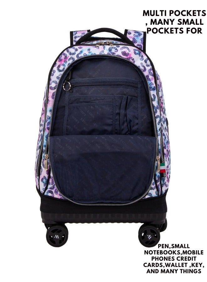 Wires 3 Piece Kids School Trolley Bag laptop compartment 4 Wheels With Lunch bag & Pencil Case  - Image 3