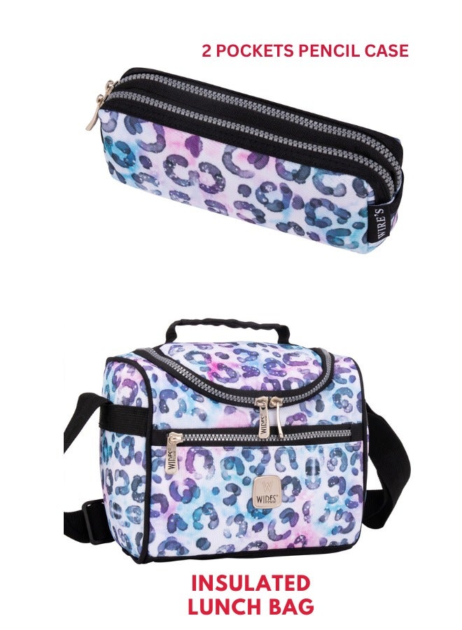 Wires 3 Piece Kids School Trolley Bag laptop compartment 4 Wheels With Lunch bag & Pencil Case  - Image 4