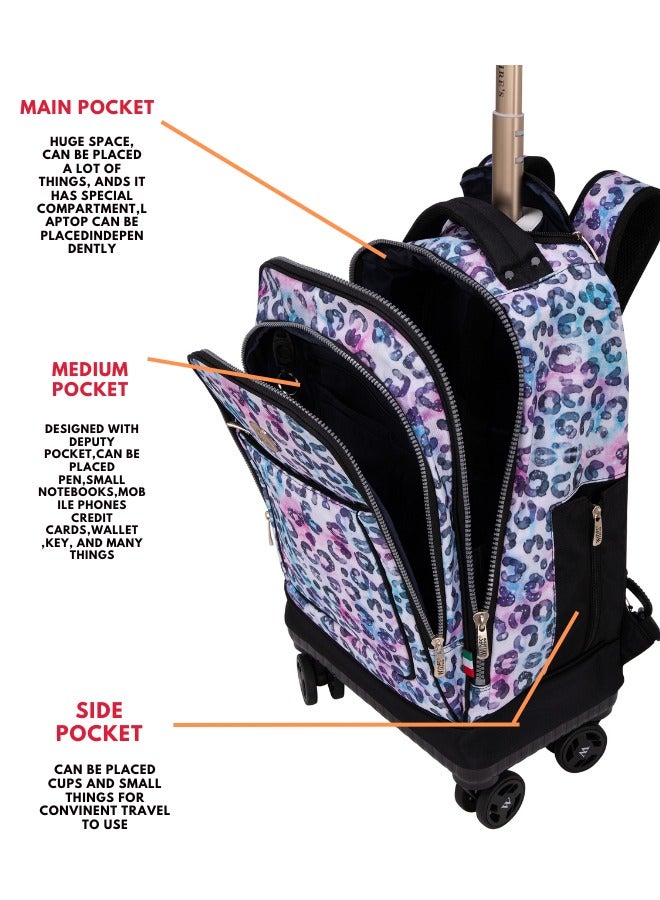 Wires 3 Piece Kids School Trolley Bag laptop compartment 4 Wheels With Lunch bag & Pencil Case  - Image 5